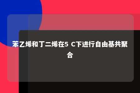 苯乙烯和丁二烯在5 C下进行自由基共聚合