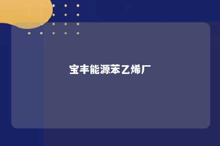 宝丰能源苯乙烯厂