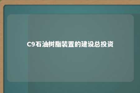 C9石油树脂装置的建设总投资