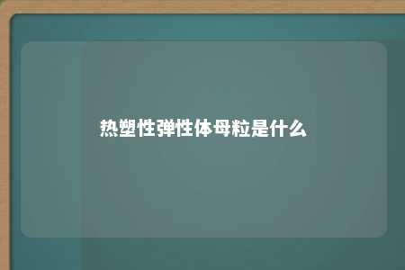 热塑性弹性体母粒是什么