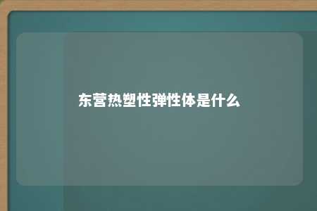 东营热塑性弹性体是什么